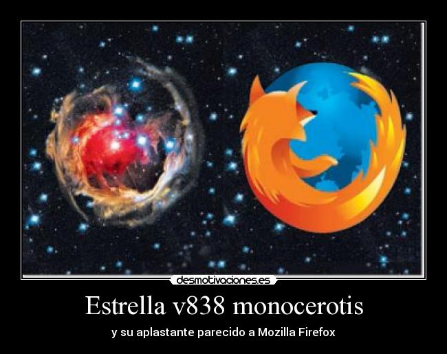 Estrella v838 monocerotis - y su aplastante parecido a Mozilla Firefox