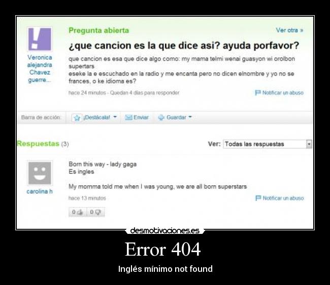 Error 404  - Inglés mínimo not found