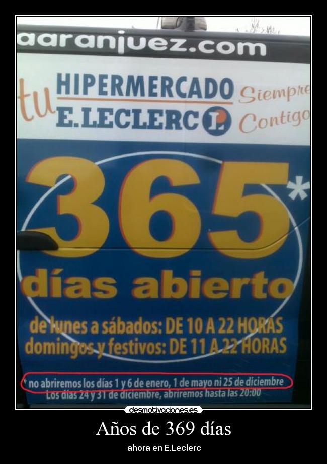 Años de 369 días - ahora en E.Leclerc