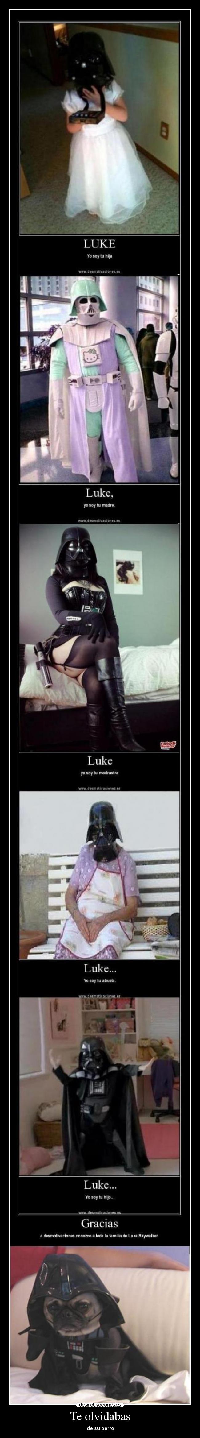 carteles lol star wars darth vader perro animal motiva wtf fail disfraz lado oscuro luke skywalker friki desmotivaciones
