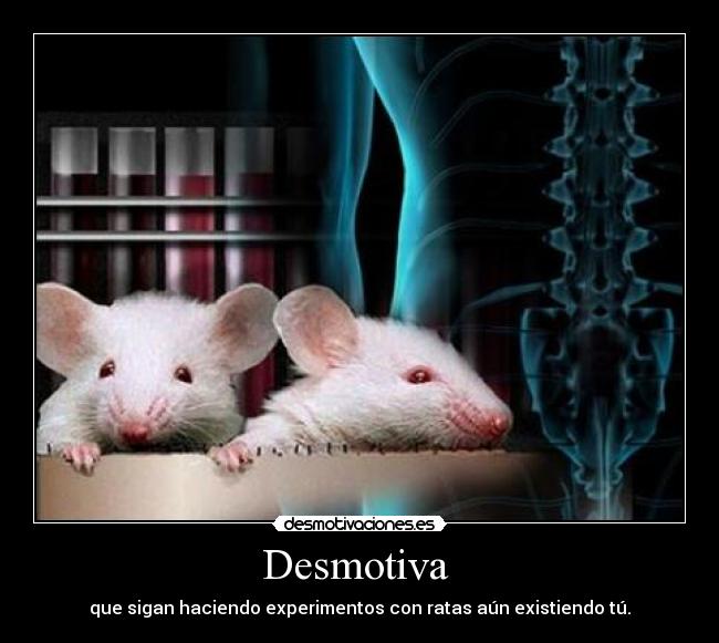 Desmotiva  - que sigan haciendo experimentos con ratas aún existiendo tú.