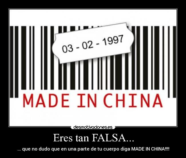 Eres tan FALSA... - ... que no dudo que en una parte de tu cuerpo diga MADE IN CHINA!!!!