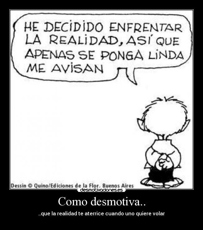 Como desmotiva.. - ..que la realidad te aterrice cuando uno quiere volar