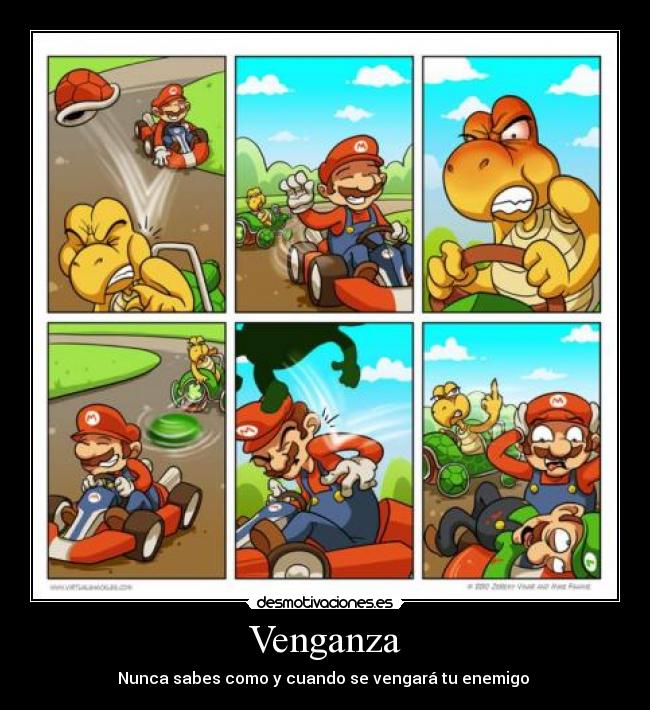 carteles mario luigi kart koopa tortuga venganza desmotivaciones