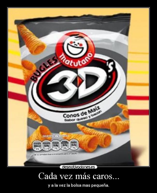 Cada vez más caros... - y a la vez la bolsa mas pequeña.