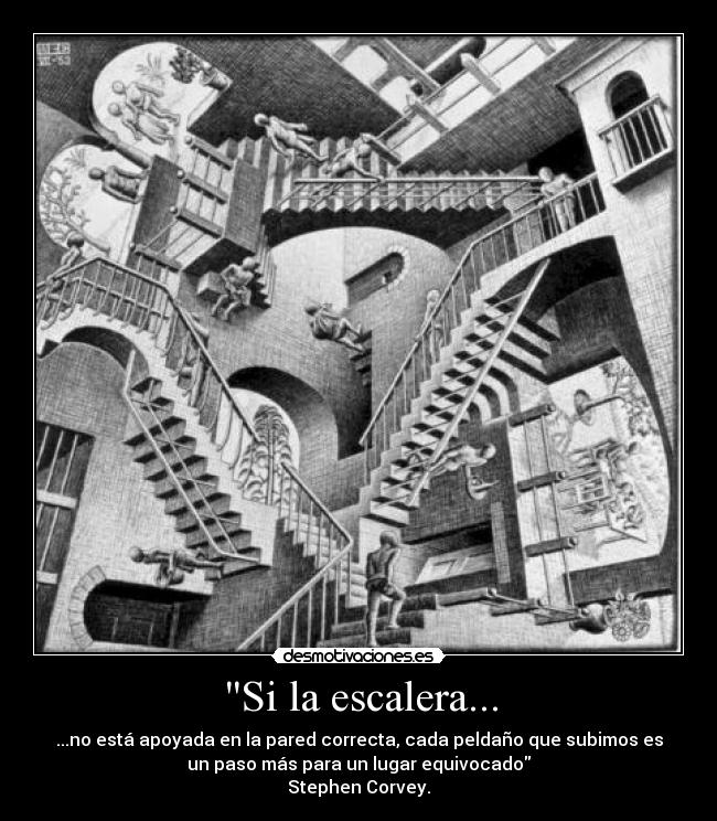 Si la escalera... - ...no está apoyada en la pared correcta, cada peldaño que subimos es
un paso más para un lugar equivocado
Stephen Corvey.