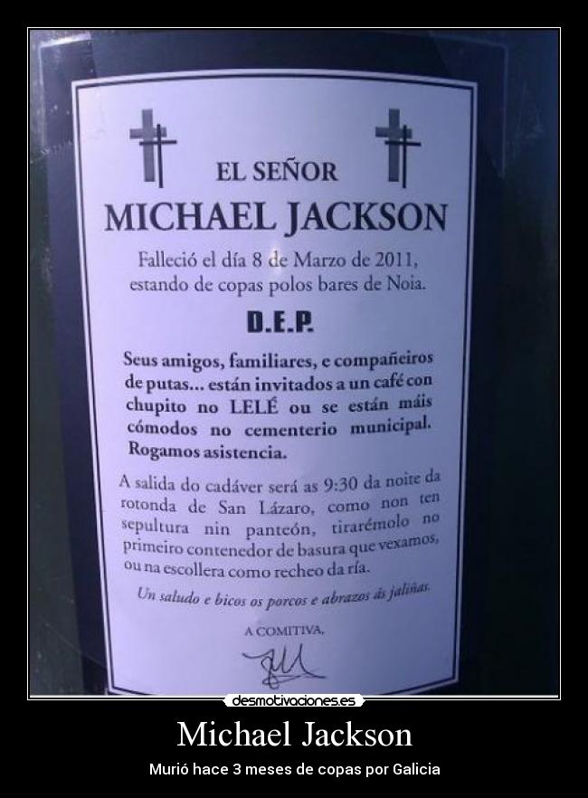 Michael Jackson - Murió hace 3 meses de copas por Galicia