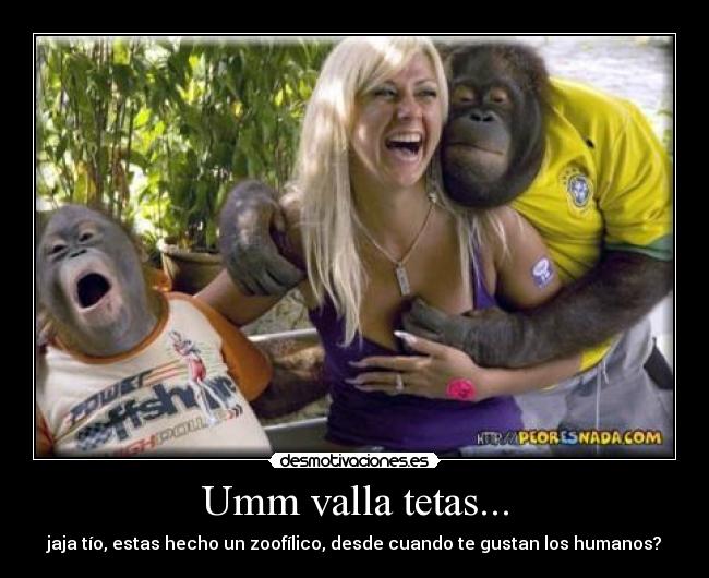 Umm valla tetas... - jaja tío, estas hecho un zoofílico, desde cuando te gustan los humanos?