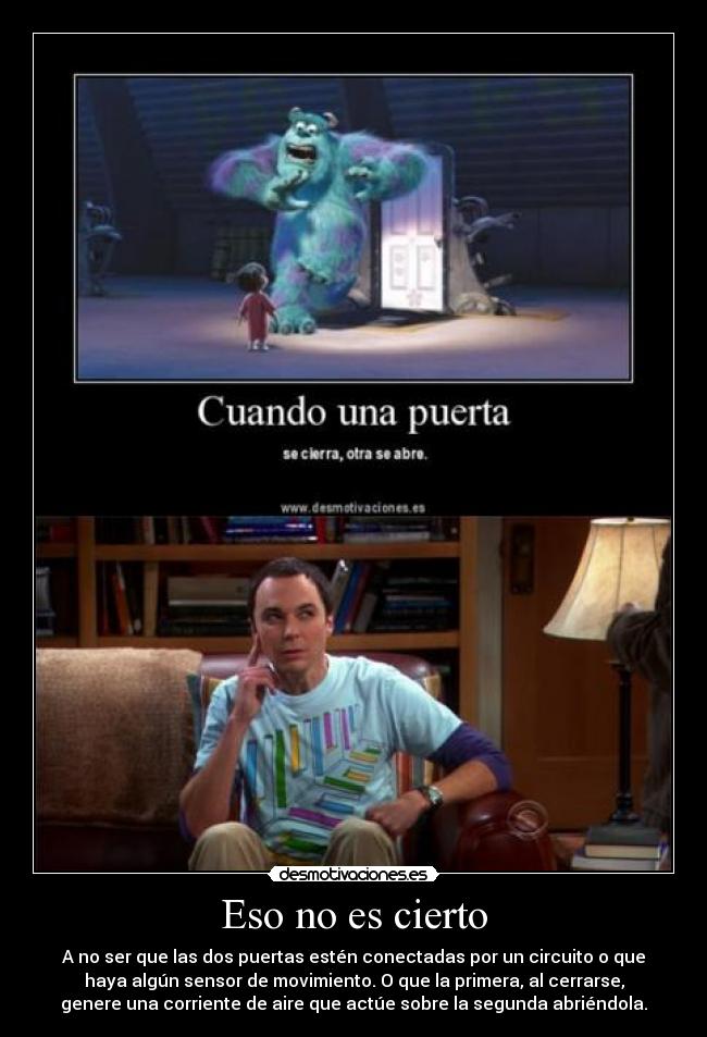 carteles sheldon cooper puerta cierto desmotivaciones