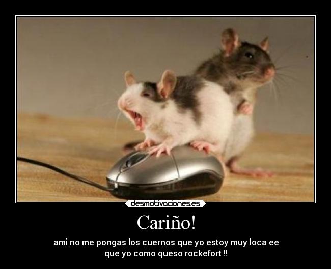 Cariño! - ami no me pongas los cuernos que yo estoy muy loca ee
que yo como queso rockefort !!