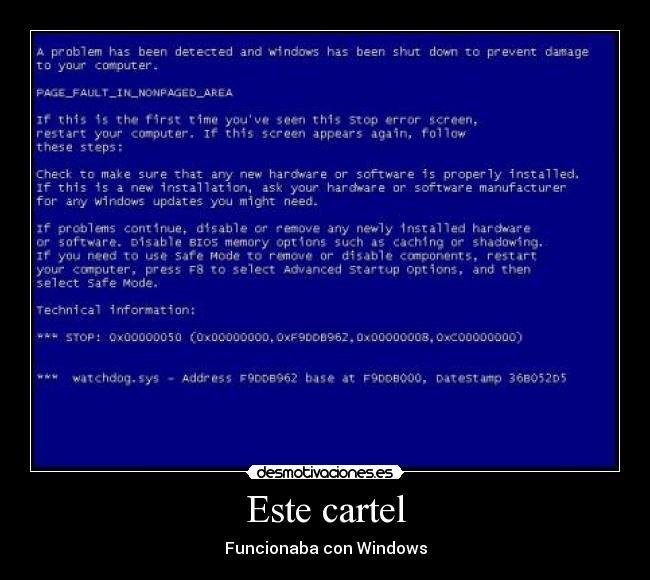 Este cartel - Funcionaba con Windows
