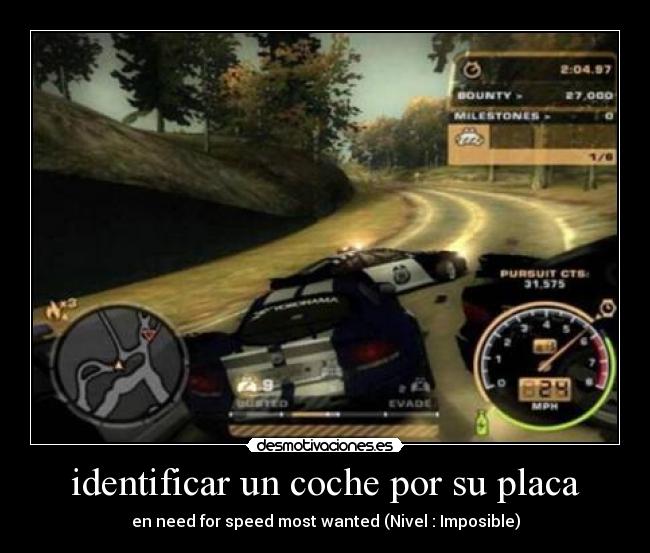 identificar un coche por su placa - en need for speed most wanted (Nivel : Imposible)