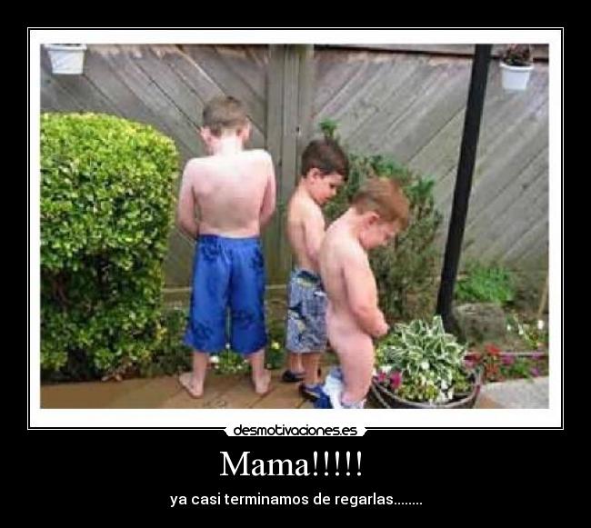 Mama!!!!! - ya casi terminamos de regarlas........