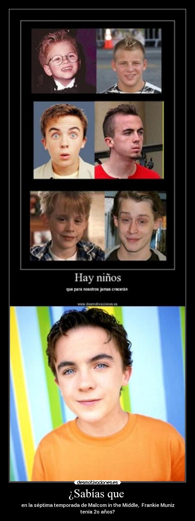 ¿Sabías que  - en la séptima temporada de Malcom in the Middle,  Frankie Muniz tenía 2o años?