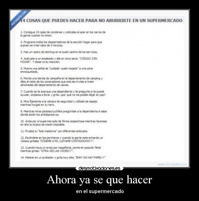 Ahora ya se que hacer - en el supermercado