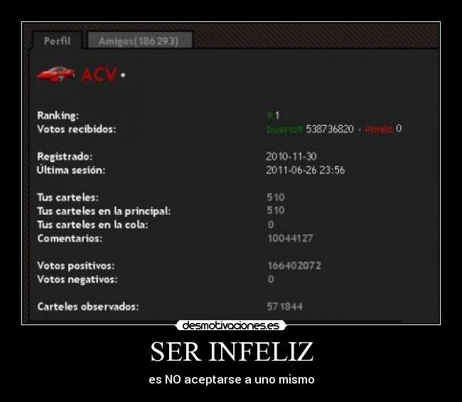carteles ser infeliz aceptarse uno mismo acv original idea gran cartel superusuario desmotivacionese desmotivaciones