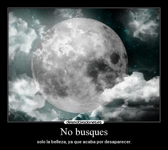 No busques - solo la belleza, ya que acaba por desaparecer.