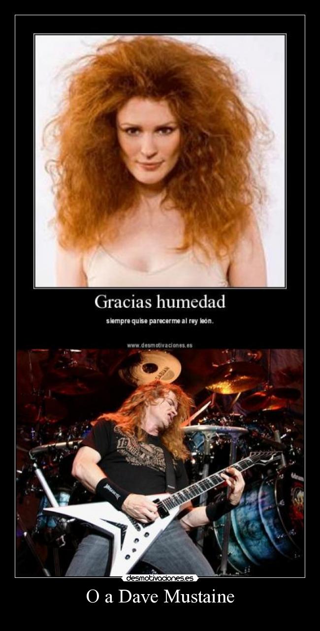 carteles dave mustaine humedad cabello rey leon metal guitarra megadeth desmotivaciones