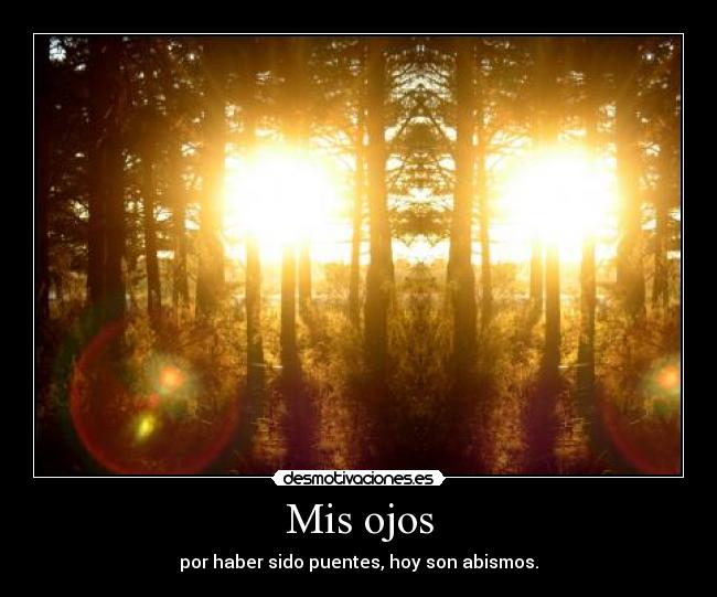 Mis ojos - por haber sido puentes, hoy son abismos.