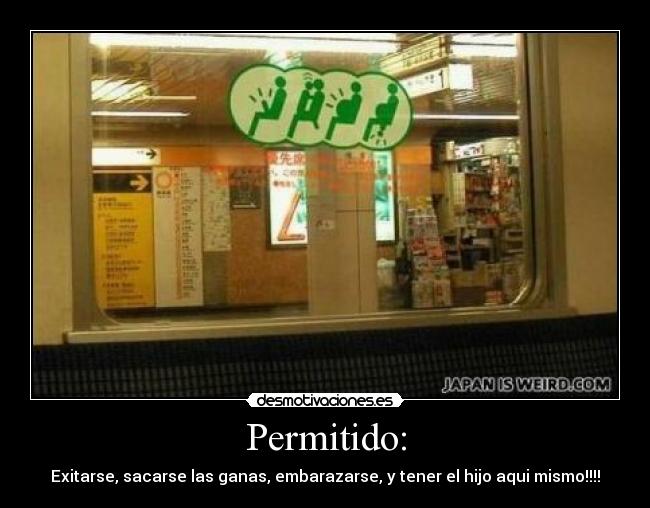 Permitido: - Exitarse, sacarse las ganas, embarazarse, y tener el hijo aqui mismo!!!!