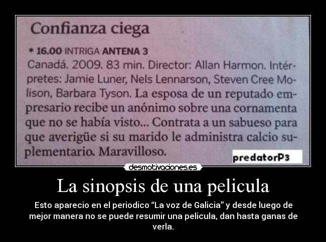 La sinopsis de una pelicula - 