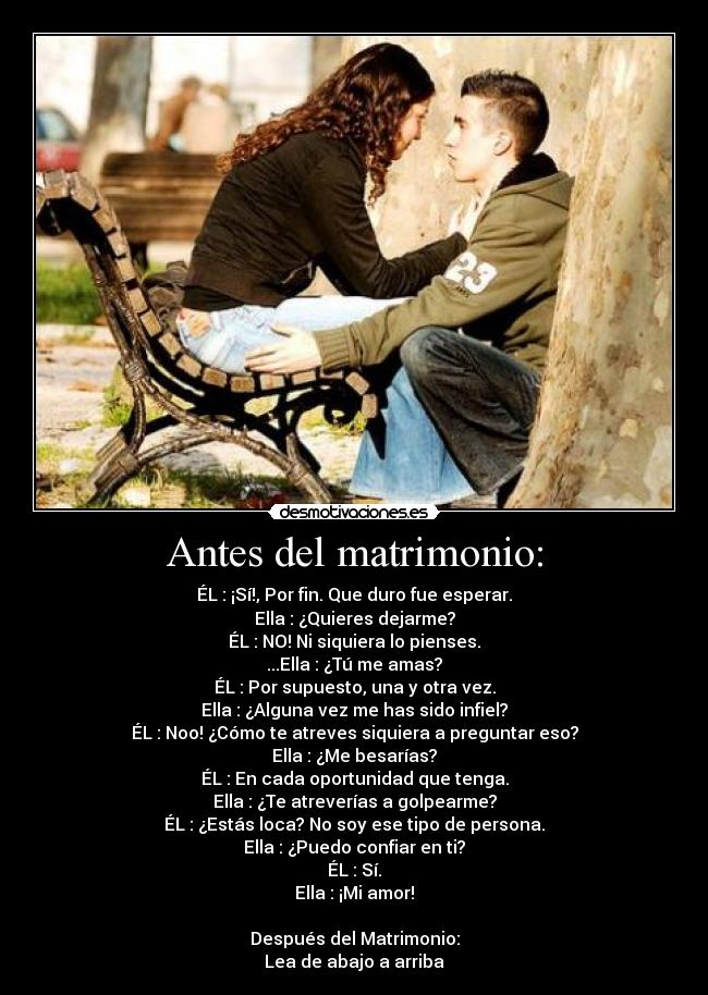 Antes del matrimonio: -