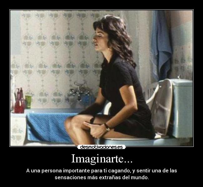 Imaginarte... - A una persona importante para ti cagando, y sentir una de las
sensaciones más extrañas del mundo.