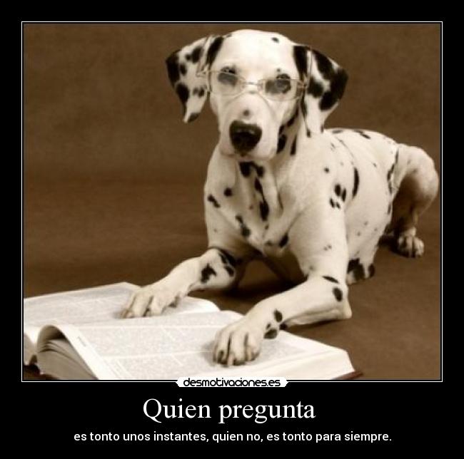 Quien pregunta  - es tonto unos instantes, quien no, es tonto para siempre.