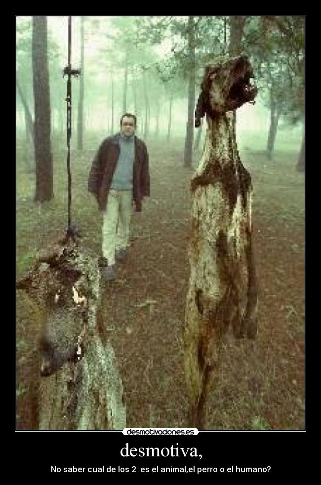 desmotiva, - No saber cual de los 2 es el animal,el perro o el humano?