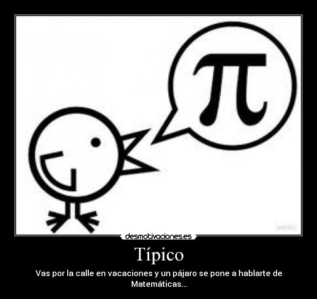 Típico - Vas por la calle en vacaciones y un pájaro se pone a hablarte de Matemáticas...