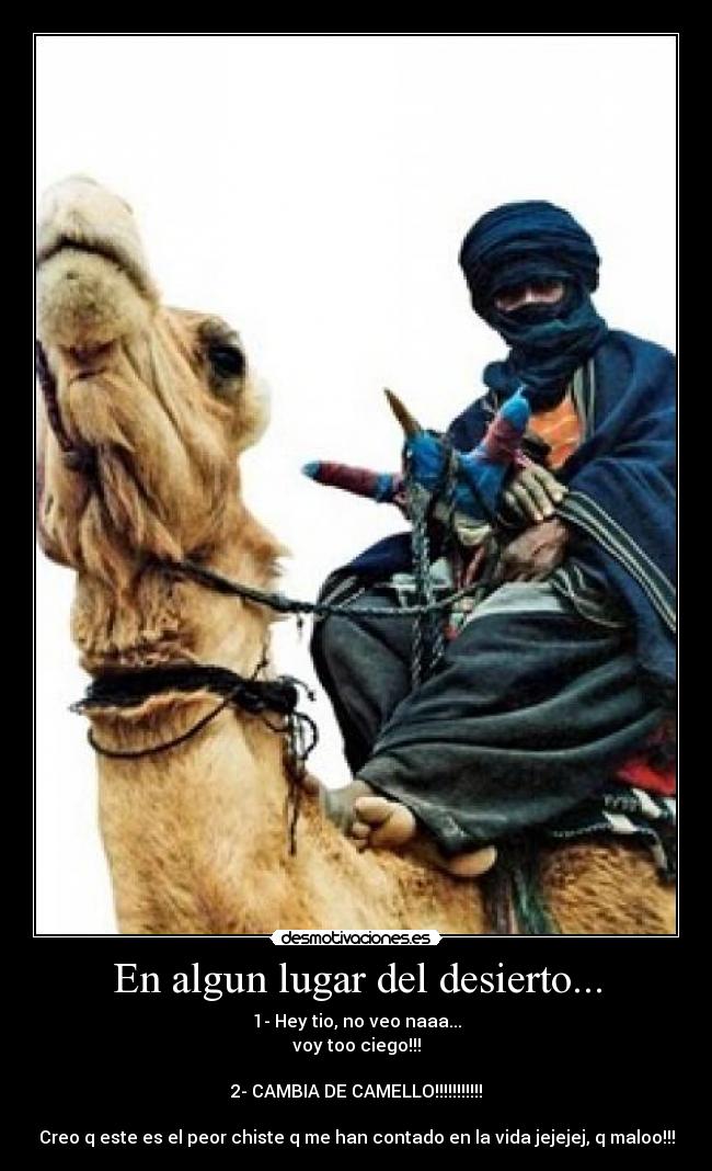 carteles camello desierto chiste malo lugar ciego desmotivaciones