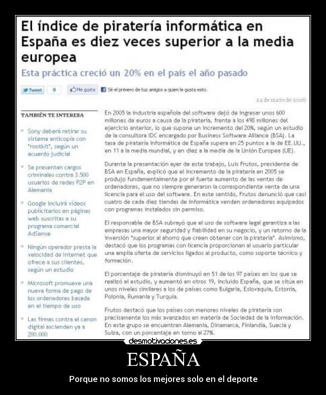 ESPAÑA - Porque no somos los mejores solo en el deporte