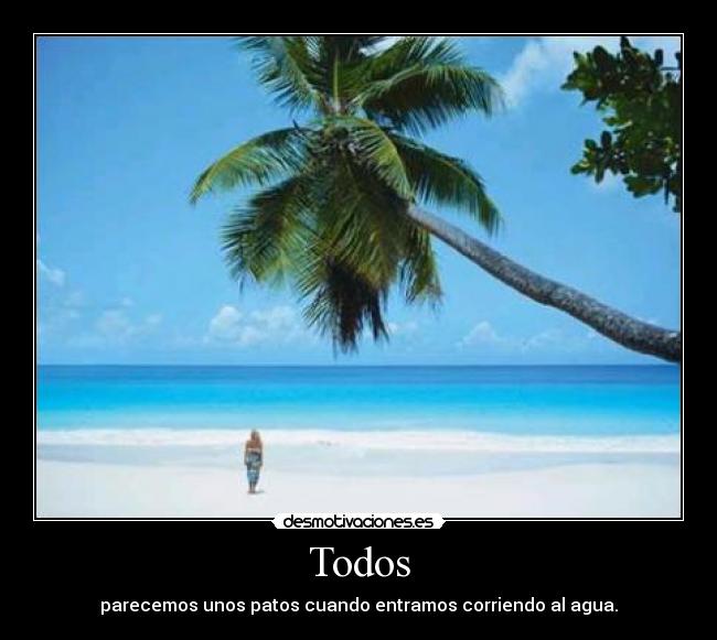 Todos - parecemos unos patos cuando entramos corriendo al agua.