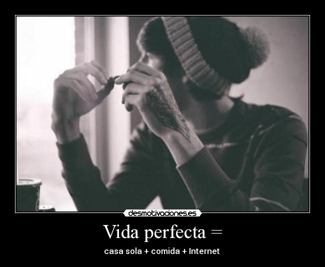 Vida perfecta = - casa sola + comida + Internet 