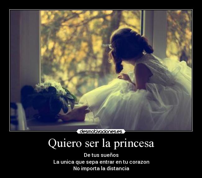 Quiero ser la princesa - De tus sueños
La unica que sepa entrar en tu corazon
No importa la distancia