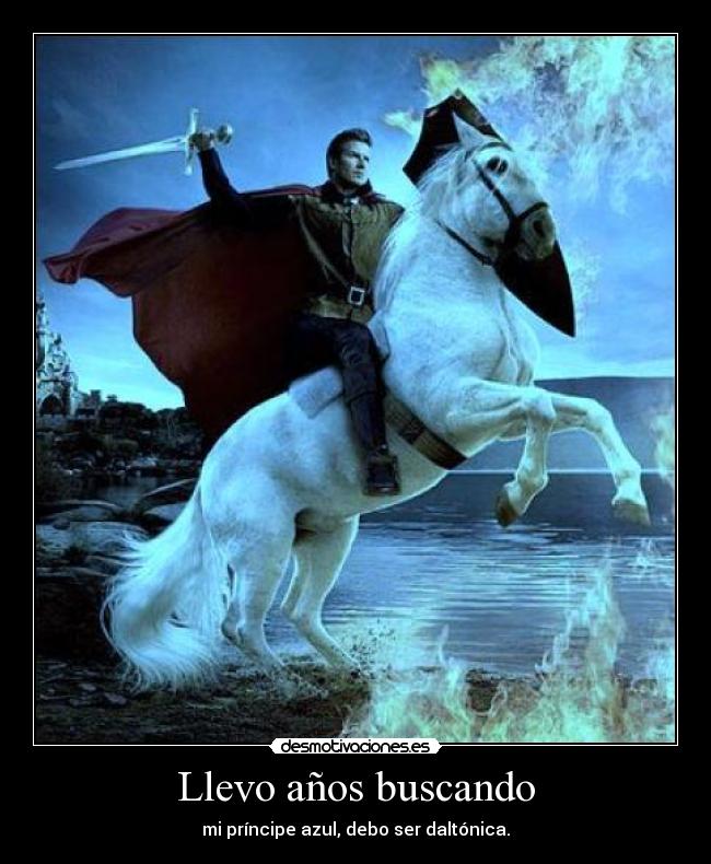Llevo años buscando - mi príncipe azul, debo ser daltónica.