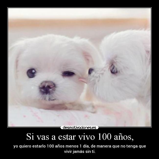 Si vas a estar vivo 100 años, - yo quiero estarlo 100 años menos 1 día, de manera que no tenga que vivir jamás sin ti.