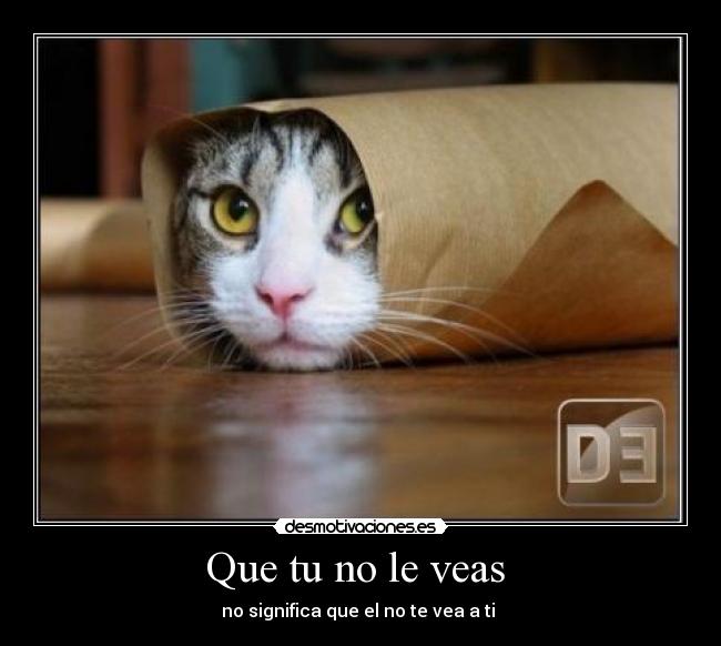Que tu no le veas  - no significa que el no te vea a ti 