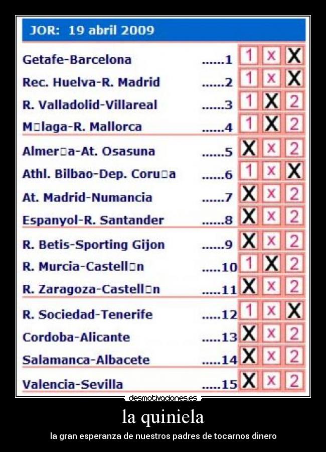 la quiniela - la gran esperanza de nuestros padres de tocarnos dinero