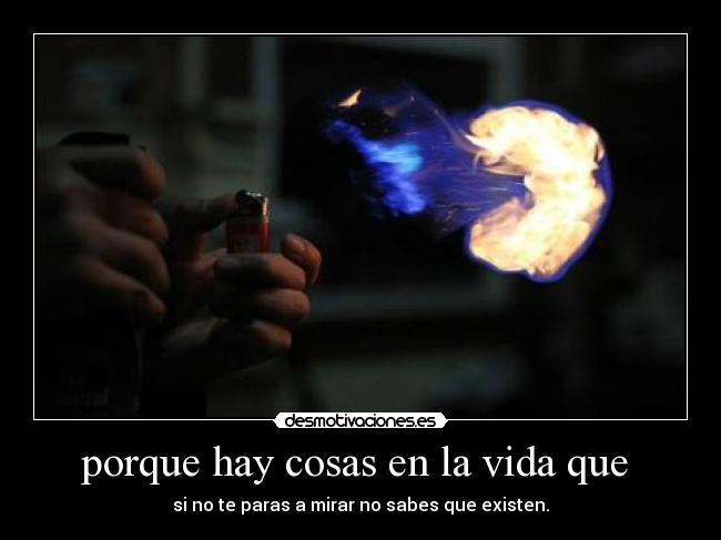 porque hay cosas en la vida que - si no te paras a mirar no sabes que existen.