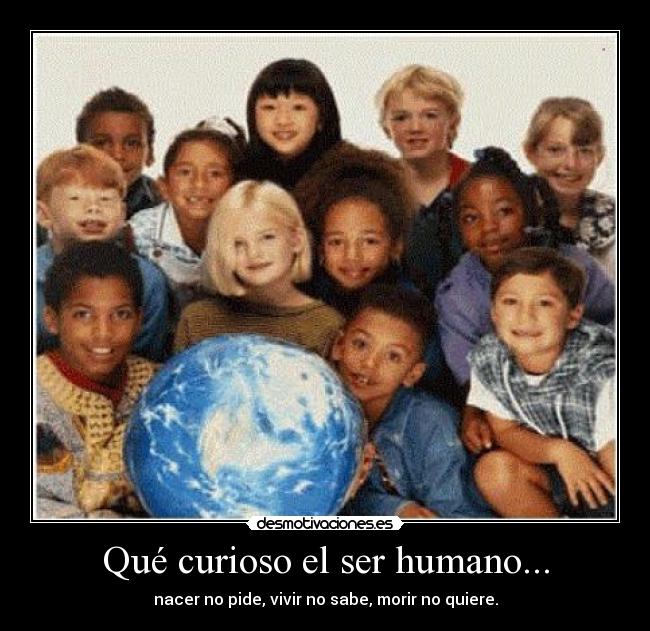 Qué curioso el ser humano... - nacer no pide, vivir no sabe, morir no quiere.