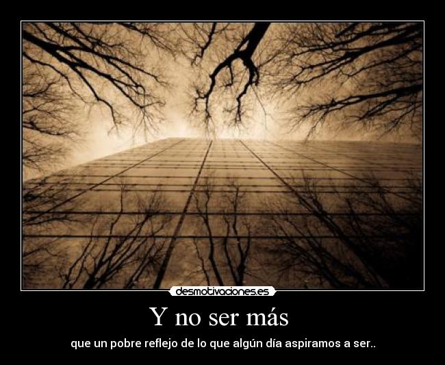 Y no ser más - que un pobre reflejo de lo que algún día aspiramos a ser..