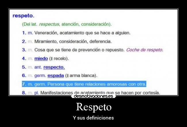 Respeto - Y sus definiciones