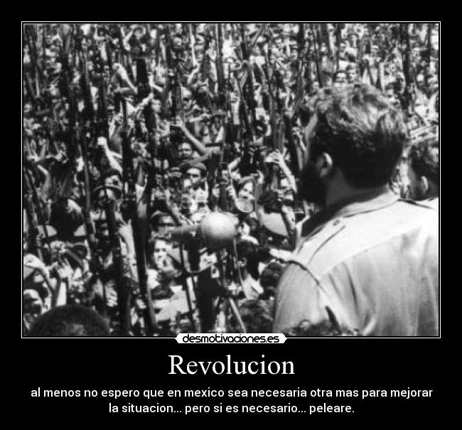 Revolucion - al menos no espero que en mexico sea necesaria otra mas para mejorar
la situacion... pero si es necesario... peleare.
