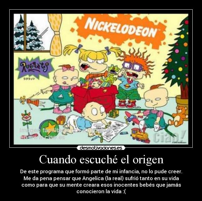 Cuando escuché el origen - De este programa que formó parte de mi infancia, no lo pude creer.
Me da pena pensar que Angelica (la real) sufrió tanto en su vida
como para que su mente creara esos inocentes bebés que jamás
conocieron la vida :(