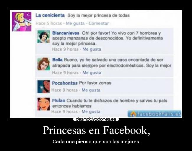 Princesas en Facebook, - 
