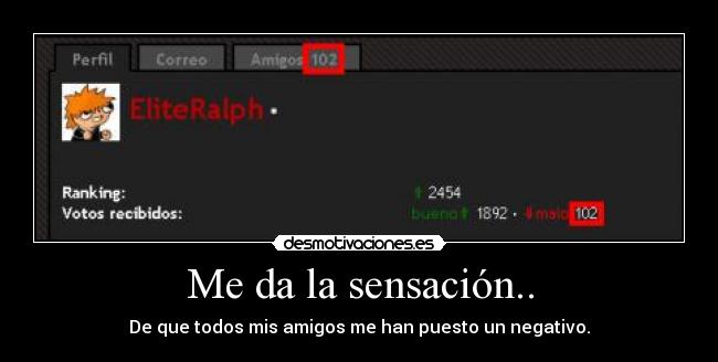 Me da la sensación.. - De que todos mis amigos me han puesto un negativo.