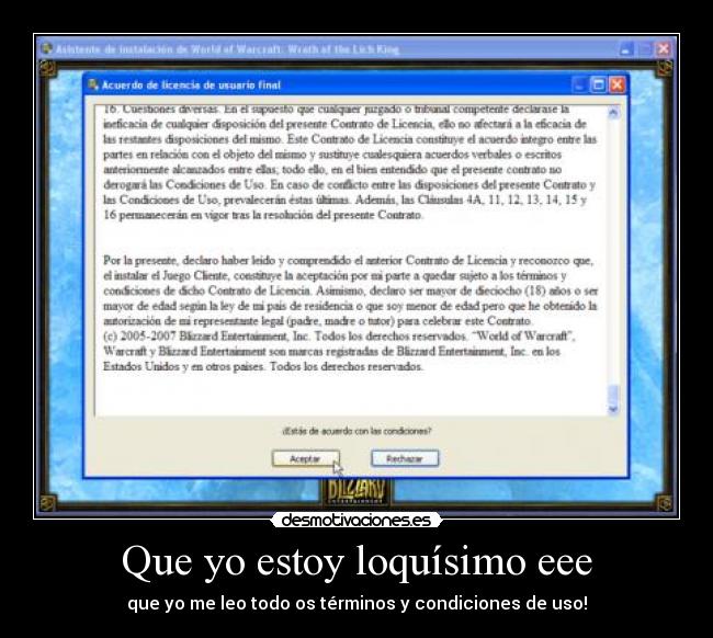 carteles wow terminos condiciones uso desmotivaciones