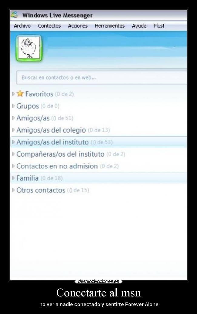 Conectarte al msn - no ver a nadie conectado y sentirte Forever Alone
