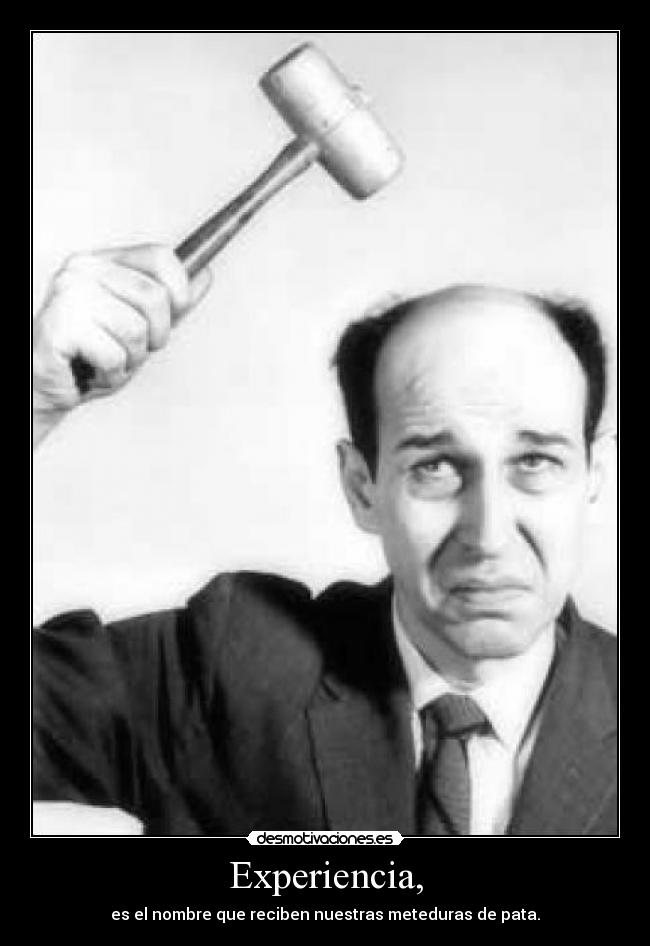 Experiencia, - es el nombre que reciben nuestras meteduras de pata.